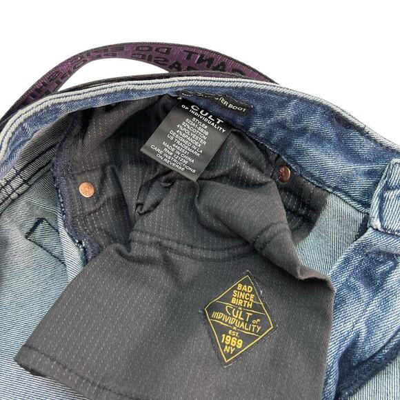 New Men’s Cult of Individuality Hipster Nomad Bootcut Belted Jeans Size 38x34 - Picture 8 of 10